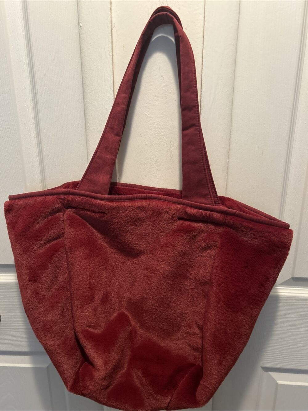 Sprigs Women’s Faux Fur Tote Stone Burgundy Soft Travel Tote Bag